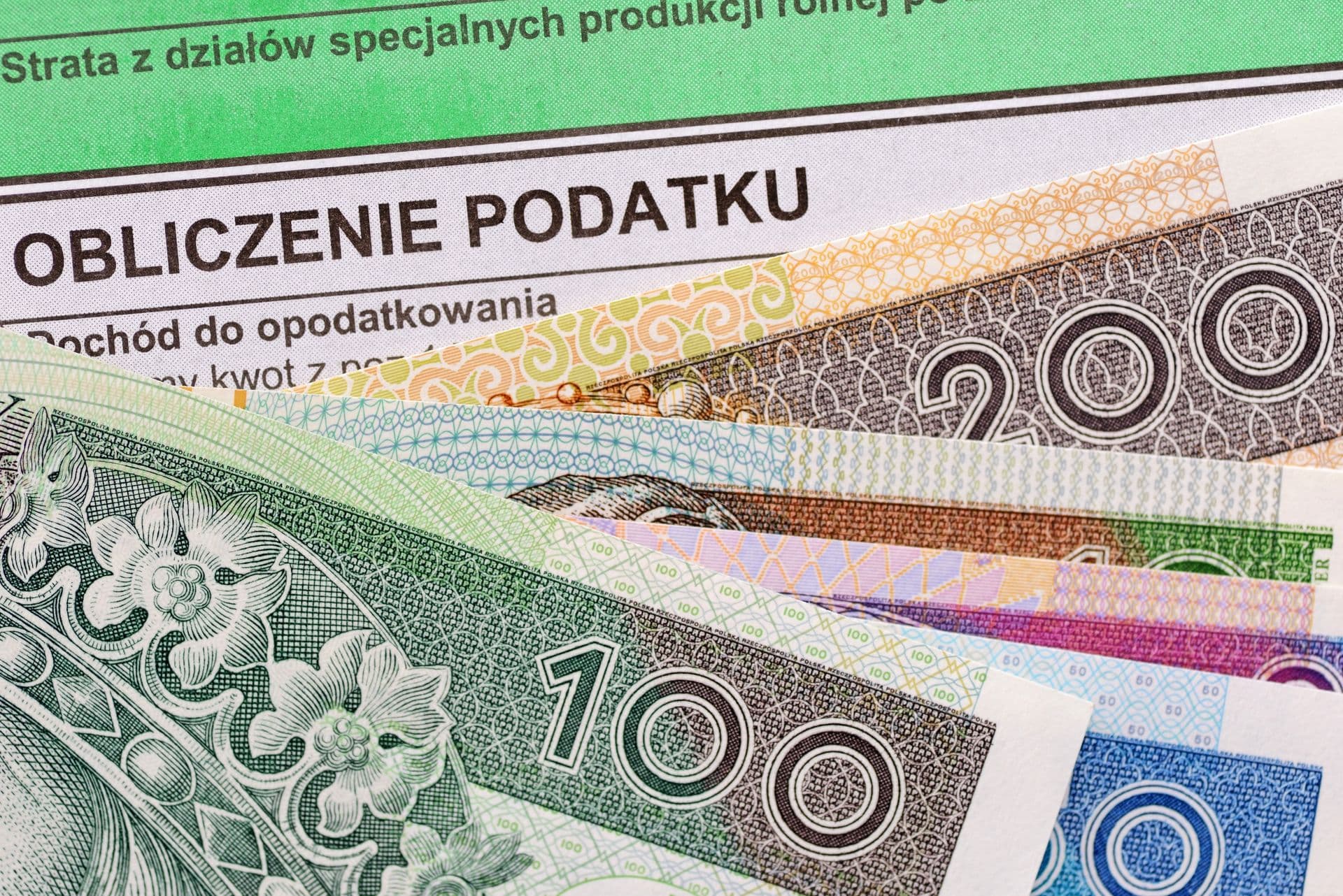 Pieniądze, fragment deklaracji podatkowej